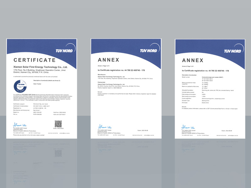 Solar First Horizon Tracking Systems Earn International IEC 62817 Certification